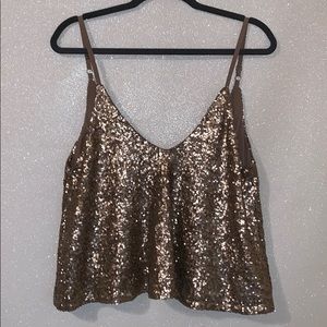 Gold Sequin Spaghetti Strap Top!